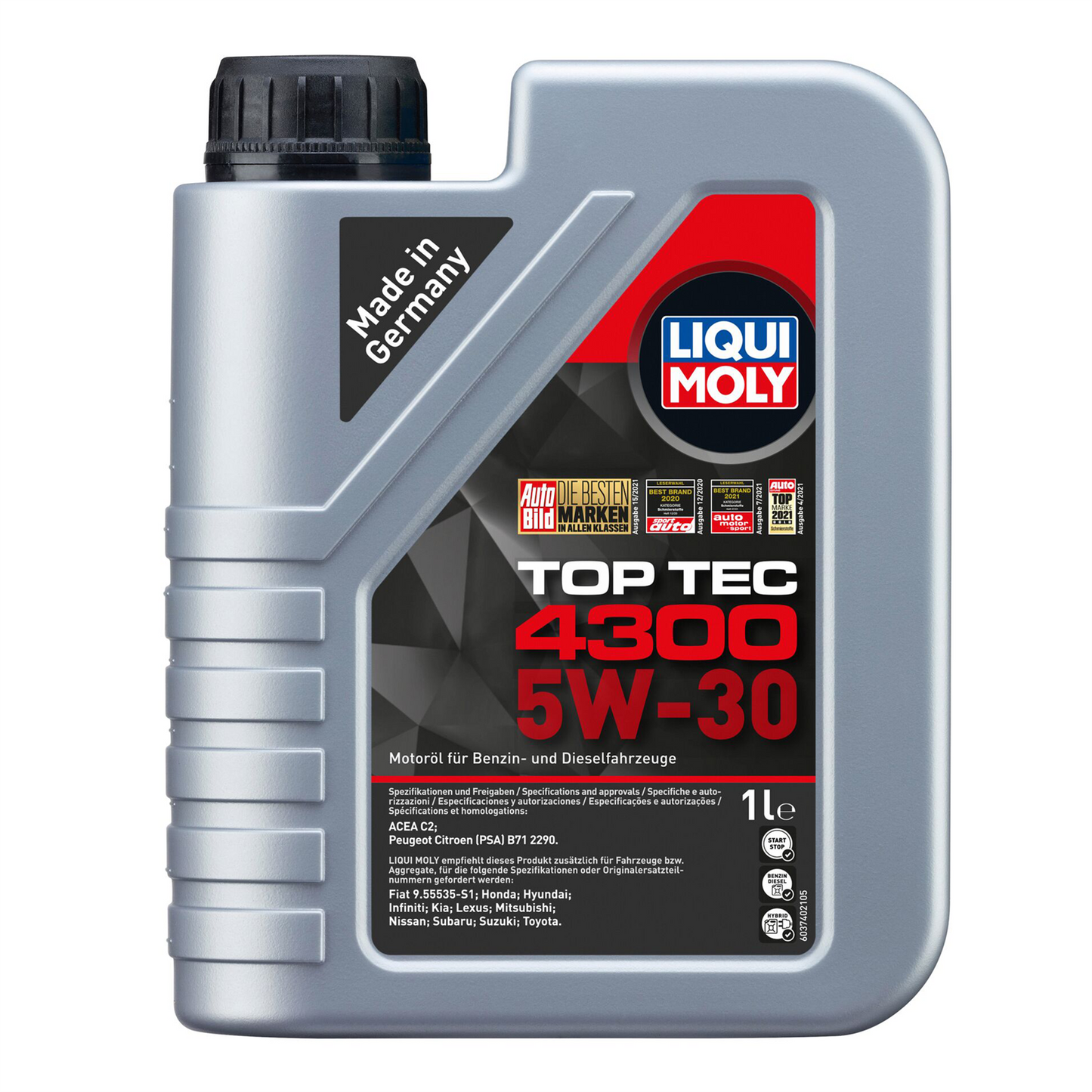 Liqui Moly TOP TEC 4300 5W30 Fully Synthetic Engine Oil ACEA C2/C3, API SP