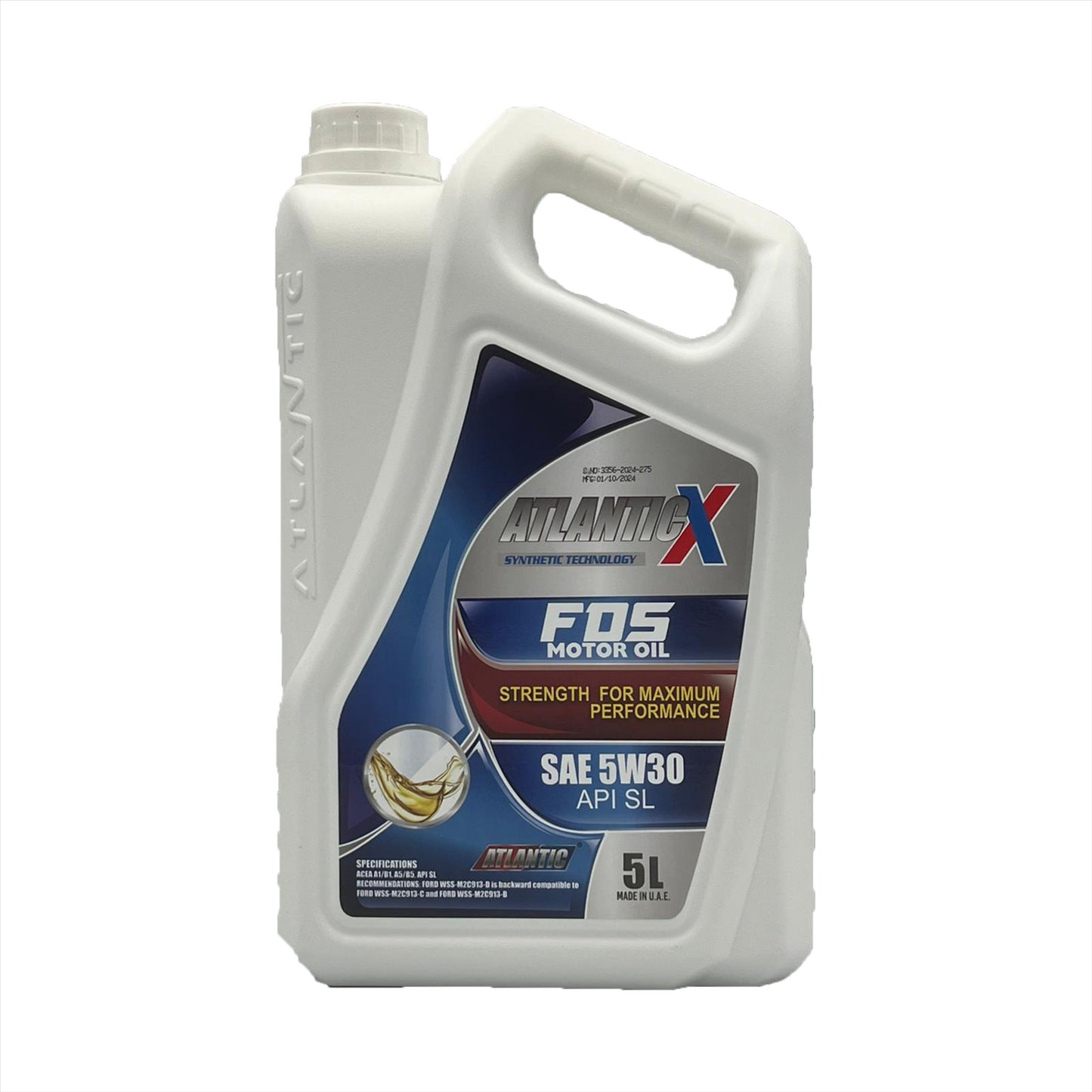 Atlantic 5w30 Fully Synthetic Engine Oil ACEA A1/B1 A5/B5 API SL WSS-M2C913- D 5L