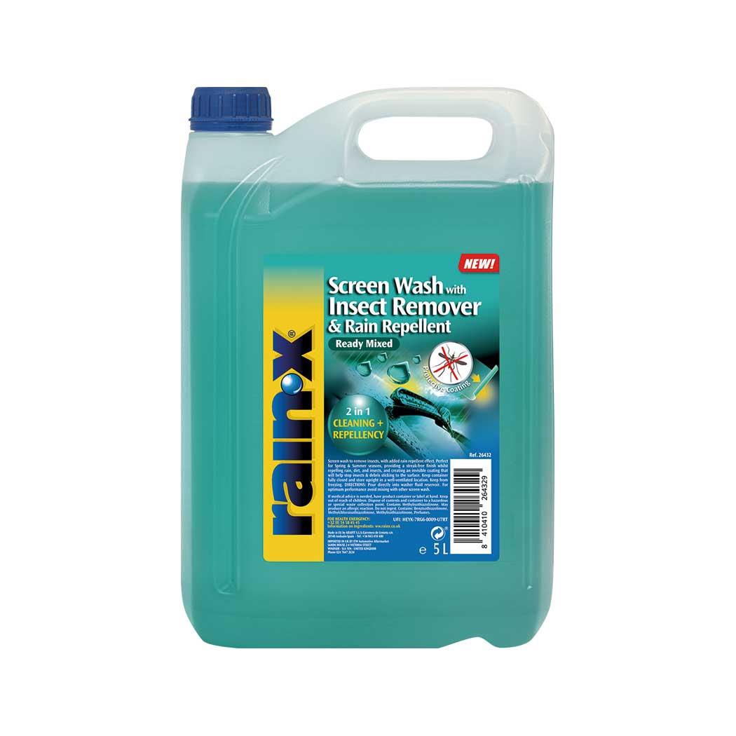 Rain-X Screenwash with Insect Remover & Beading Rain Repellent Technology 5L